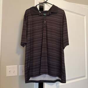 Ben Hogan Performance Golf Polo Shirt Black Gray Purple Striped Men's 2XL